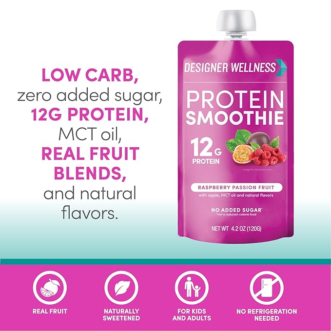 Designer Wellness Protein Smoothie, Real Fruit, 12g Protein, Low Carb, Zero Added Sugar