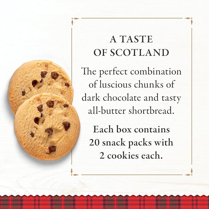 Walker's Shortbread Chocolate Chip Cookies, All-Butter Shortbread Cookies, 1.4 Oz Snack Packs (Pack