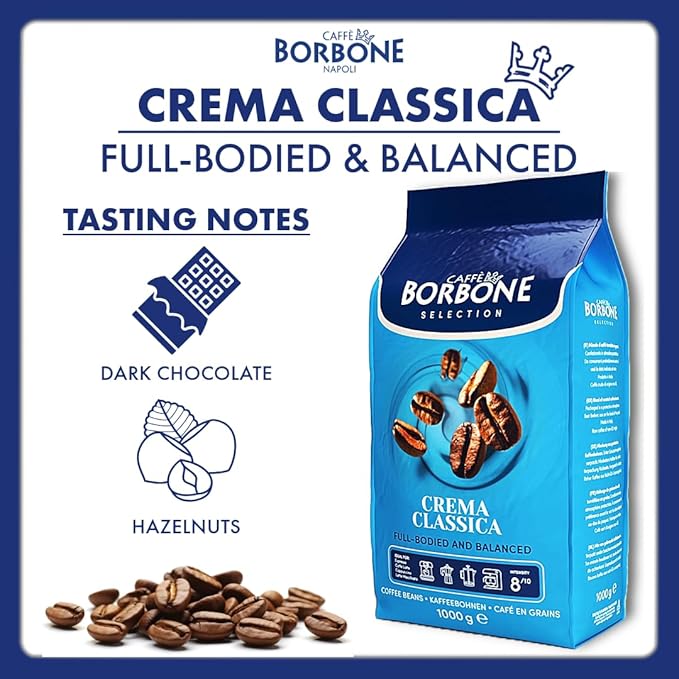 Caffe Borbone Whole Bean Coffee, Medium Roast Arabica and Robusta Blend, Crema Classica