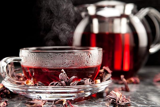 Hibiscus Tea 1LB (16Oz) 100% CERTIFIED Organic Hibiscus Flowers Herbal Tea (WHOLE PETALS), Caffeine