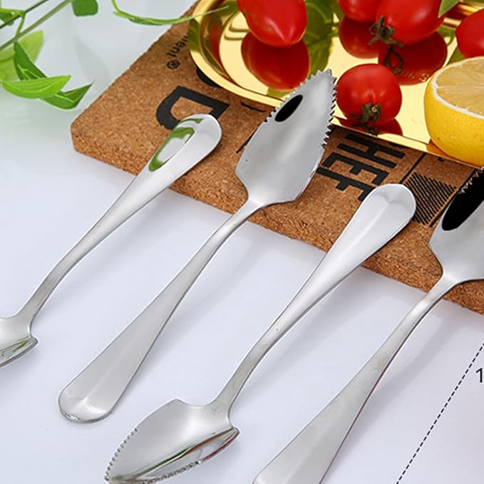 Stainless Steel Grapefruit Spoon For Citrus Fruit Watermelon Dessert Spoon Serrated Edge Ice Cream