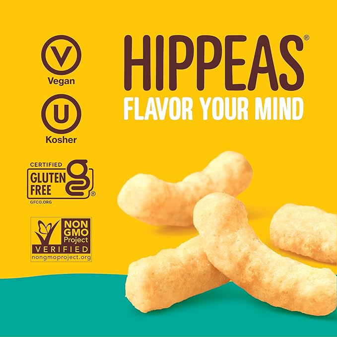 Hippeas Chickpea Puffs, Variety Pack: Vegan White Cheddar, Nacho Vibes, 0.8 Ounce (Pack of 30), 3g