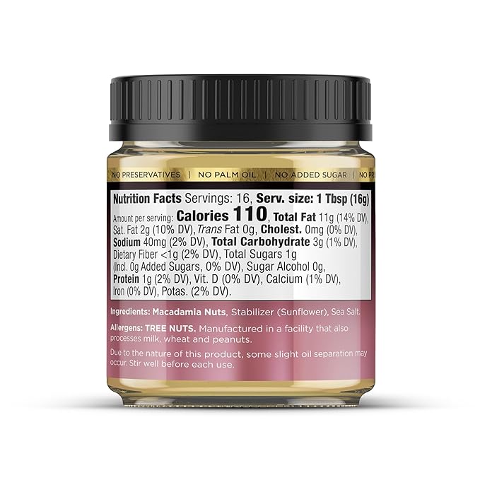 House of Macadamias Macadamia Nut Butter with Sea Salt - 8.8oz - No Added Sugar, No Palm Oil