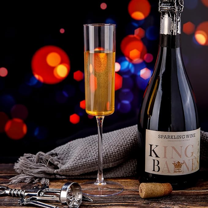 Ciaell 36 Pack Plastic Champagne Flutes - 6 Oz Disposable Champagne Glasses - Square Clear Plastic