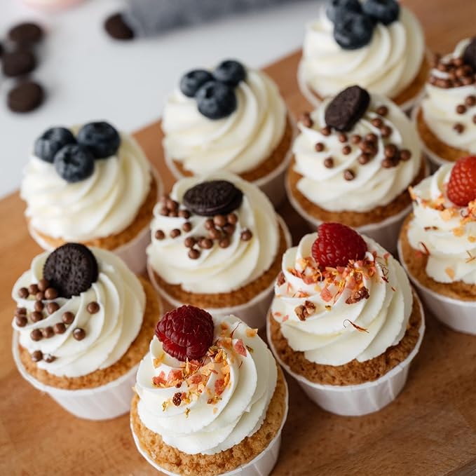 White Cupcake Liners, 200pcs Muffin Baking Cups,Ramekin Holders, Heavy Duty Oil proof Wrappers for