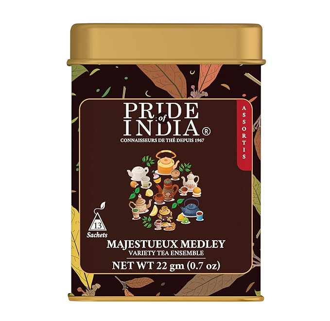 Pride Of India - Natural Majestic Medley (Variety Tea Enssemble) - 26 Tea Bags - 13 Assorted