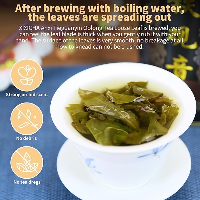 XIXICHA Anxi Tie Guan Yin Oolong Tea Tieguanyin Tea Iron Goddess Oolong Tea Long Lasting Orchid