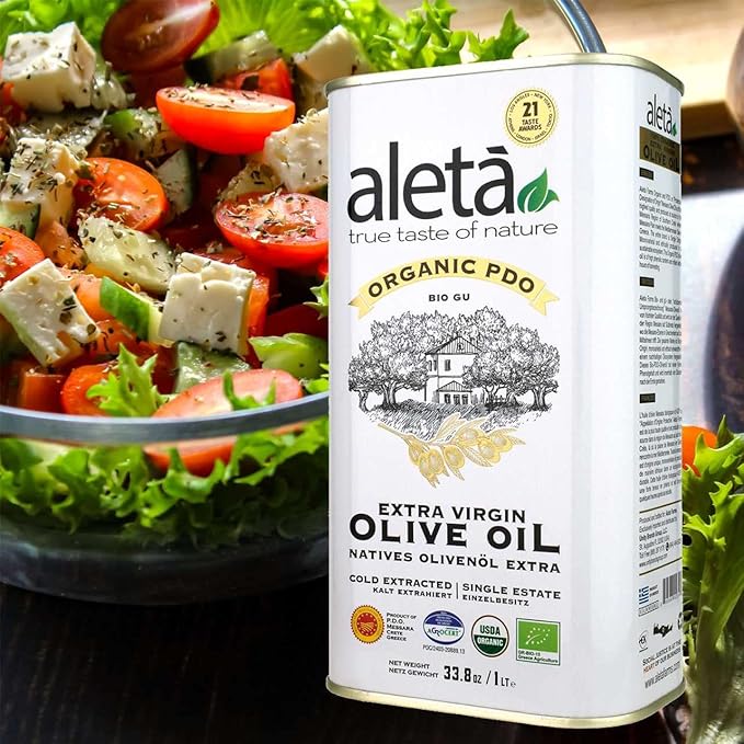 Aleta Farms Olive Oil Extra Virgin, USDA Organic, Single Estate PDO Polyphenol Rich Olive Oil, Cold