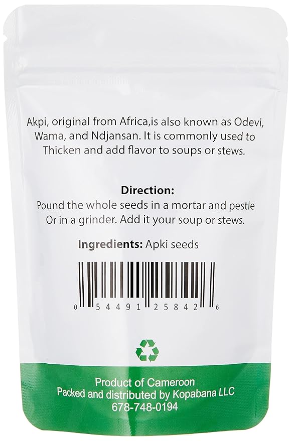 KOPABANA Organic Akpi Seeds | Djansang Spice | Odevi | Wama | 4oz
