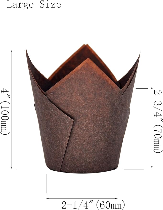 Large Muffin Greaseproof paper Baking cupcake cups, 2-1/4" x 4" Chocolate Brown Tulip Baking Cup