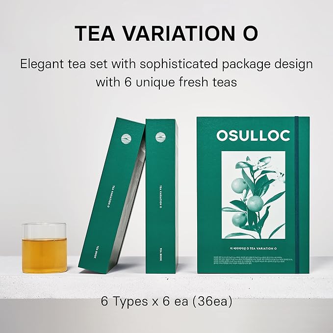 OSULLOC TEA VARIATION "O" (36 Count, 6 Types x 6 ea), Elegant & Sophisticated designed Tea Gift