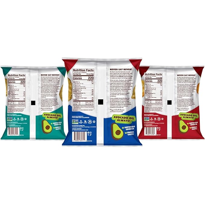 Jackson?™s Classic Kettle Potato Chips (Variety Pack, 1.5 oz, Pack of 10) - Made with Premium