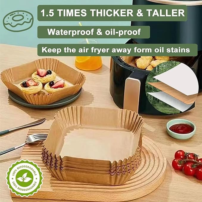 Air Fryer Liners,Disposable Airfryer Paper Liners,Non-Stick Oil-proof Water-proof for Easy Cleanup