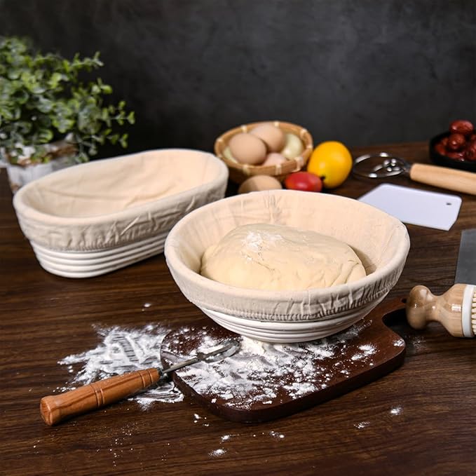 Saint Germain Bakery Premium Round Bread Banneton Basket with Liner - Perfect Brotform Proofing