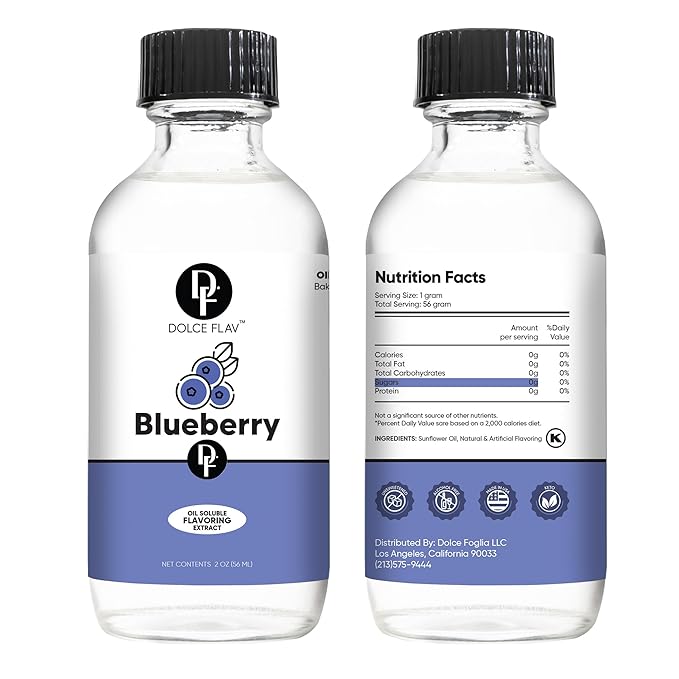 Dolce Flav Blueberry Extract ??2 Ounce Oil-Soluble Kosher, Sugar-Free, Concentrated Ripe Blueberry