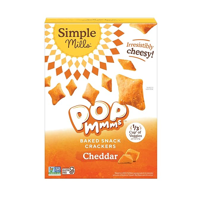 Simple Mills Pop Mmms Cheddar Baked Snack Crackers, Gluten Free, 4 Ounce (Pack of 1)