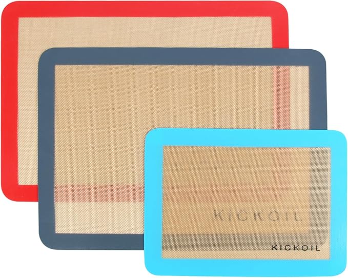 Silicone Baking Mat Large Baking Mat Set of 3-2 Half Sheets 16.5" x 11.6" +1 Quarter Sheet,Reusable