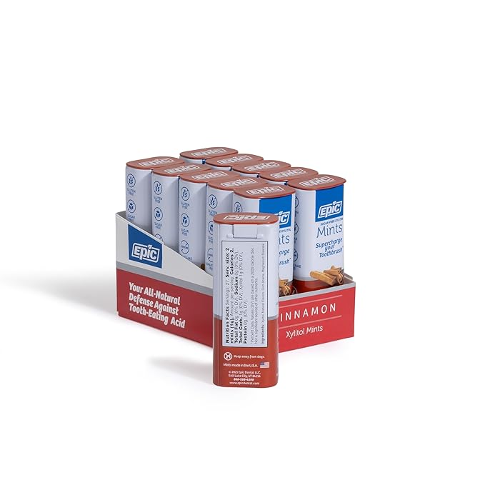 Epic 100% Xylitol Mints - Aspartame Free, Sugar Free - Cinnamon Flavored Mints, 55 Pieces (Pack of