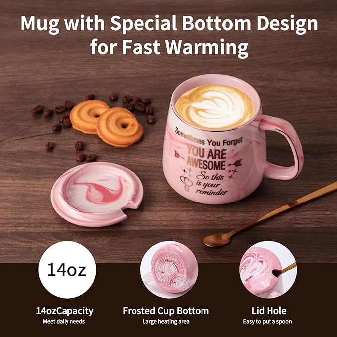Coffee Mug Warmer & You are Awesome Mug Set, Electric Cup Warmer for Desk Office Home, Beverage
