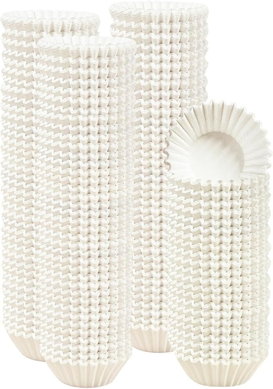 qiqee 600 Count Mini Cupcake Liners White Muffin Liners Food Grade Baking Cups Paper No