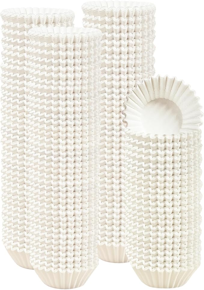 qiqee 1000 Count Mini Cupcake Liners White Muffin Liners Food Grade Baking Cups Paper No