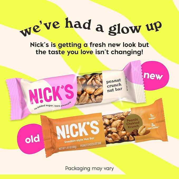 NICK'S Peanut Chocolate Snack Bar, Keto Nut Snack for Sports, Hiking & Outdoor Activities, 1G