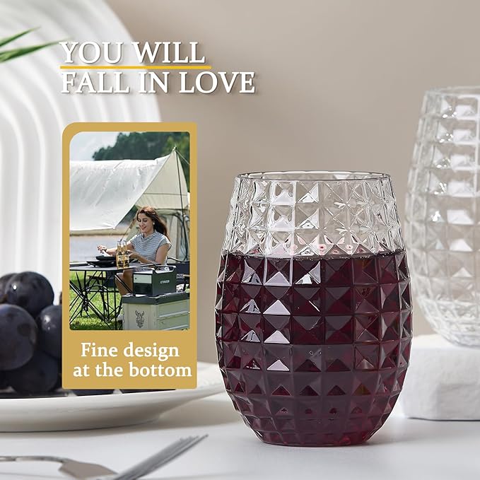 20 Pack Plastic Wine Glasses, 16Oz Disposable Wine Glasses Unbreakable Clear Plastic Cocktail