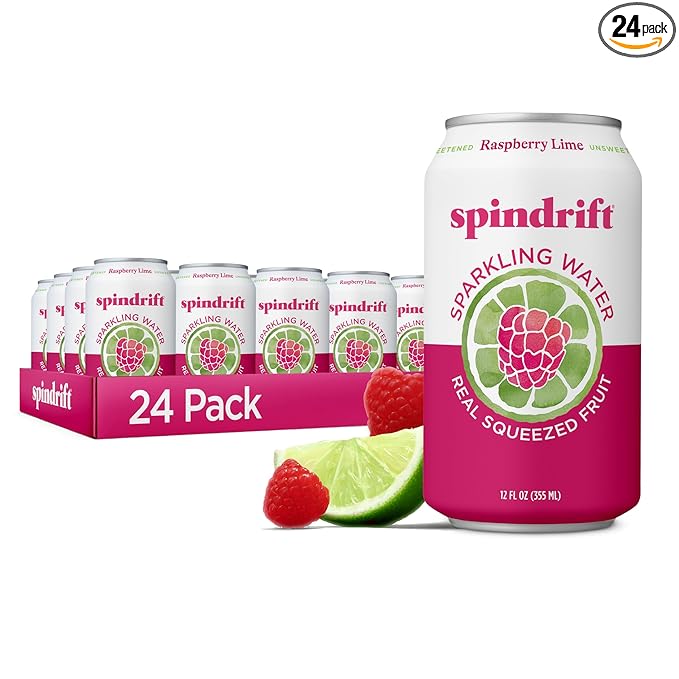 Spindrift Sparkling Water, Raspberry Lime Flavored, Made with Real Squeezed Fruit, Only 9 Calories