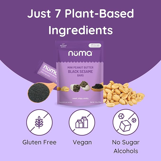 Mini Peanut Butter Black Sesame Bars – Vegan, Low Sugar, High Protein, Low Calorie, All Natural