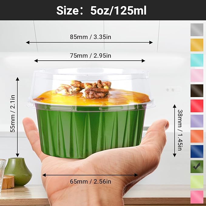 EUSOAR Disposable Ramekins with Lids, 60pcs 5oz Creme Brulee Ramekins Cake loaf Bread Containers