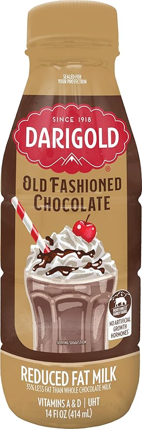 Darigold Old Fashioned Chocolate Milk 2 Percent, Reduced Fat Shelf Stable Milk with Real Cocoa & 6