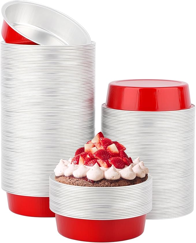 Beasea Disposable Baking Cups, 200 Pack 7.3oz 215ml Aluminum Ramekins Foil Baking Cups 4" Ramekin