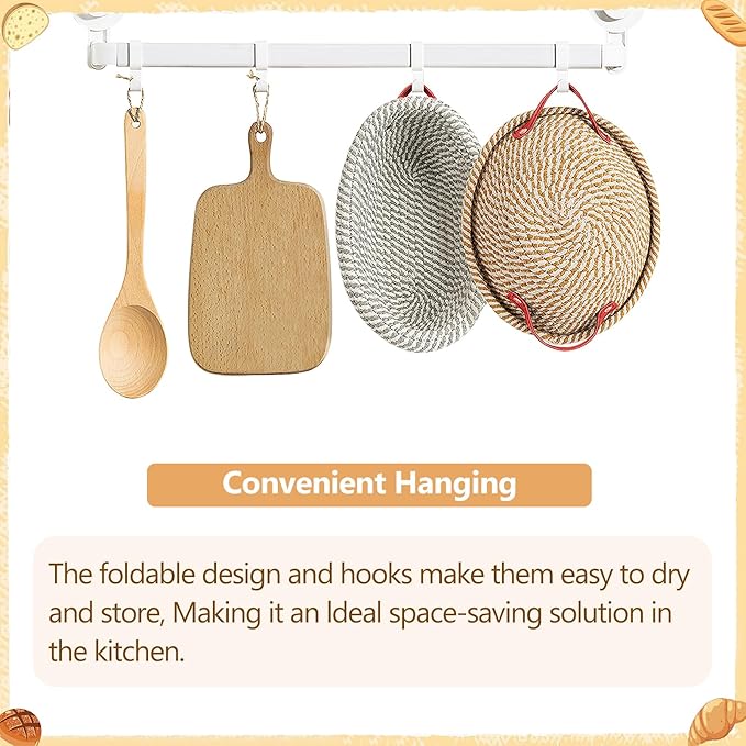 Banneton Bread Proofing Basket Set, Oval & Round Bread Baskets with Liners & Covers for Artisan