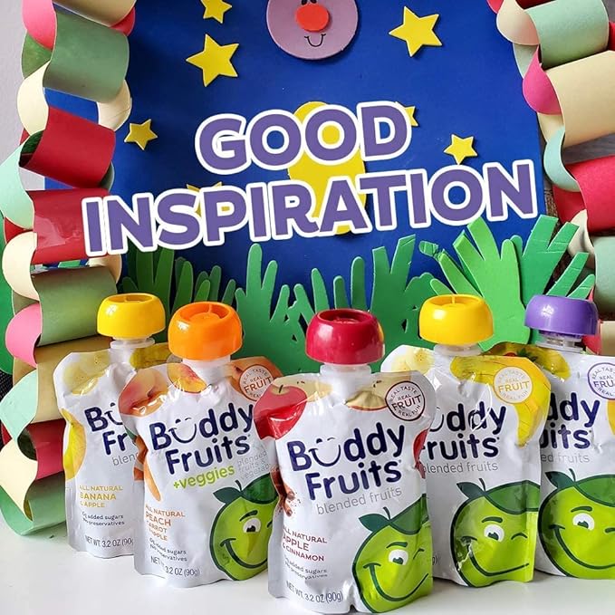 Buddy Fruits Pure Blended Fruit Snack To Go Variety Pack, Multifruit & Strawberry Applesauce 3.2oz