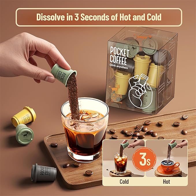 CheerfulGoat Instant Cold Brew Coffee – Speciality Javy Coffee Extract 100% Arabica, Freeze-Dried