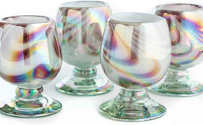 Authentic Mexican Tequila Hand Blown Shot Glasses - Set of 4-2 oz - Mini Glass Snifters - Heavy