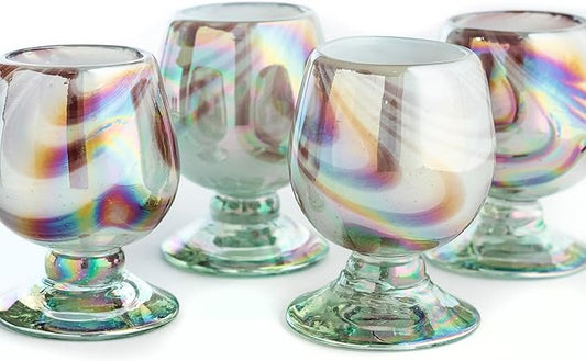 Authentic Mexican Tequila Hand Blown Shot Glasses - Set of 4-2 oz - Mini Glass Snifters - Heavy