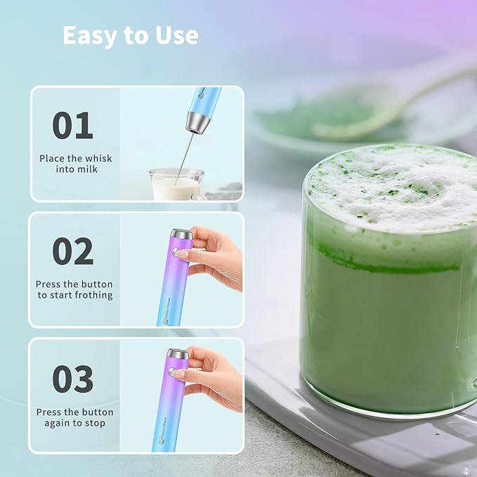 Maestri House Rechargeable Milk Frother with Stand, LunaFro Handheld Electric Foam Maker Waterproof