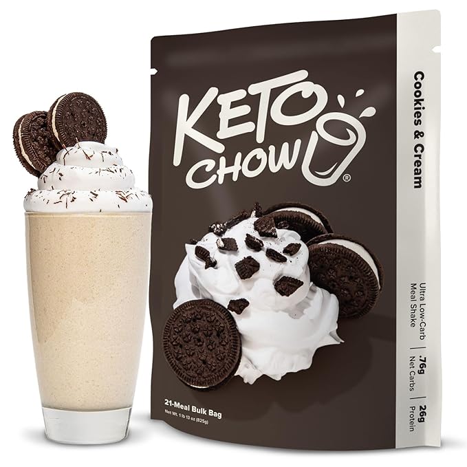 Keto Chow Cookies & Cream | Keto Meal Replacement Shake Powder | Nutritionally Complete | Low Carb