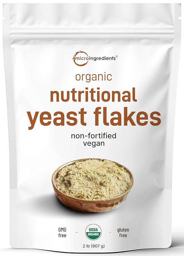 Organic Non-Fortified Nutritional Yeast Flakes, 2 Pounds (32oz) | Rich in Vegan Protein, B Vitamins
