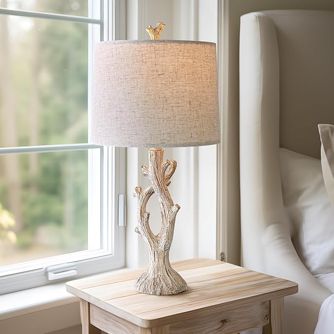 OYEARS Farmhouse Table Lamps Set of 2 for Living Room Bedroom Bedside Tree Lamp Nightstand End