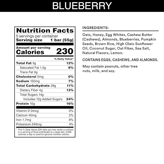 RXBAR Nut Butter and Oat Protein Bars, Protein Snacks, Snack Bars, Blueberry Cashew Butter (6