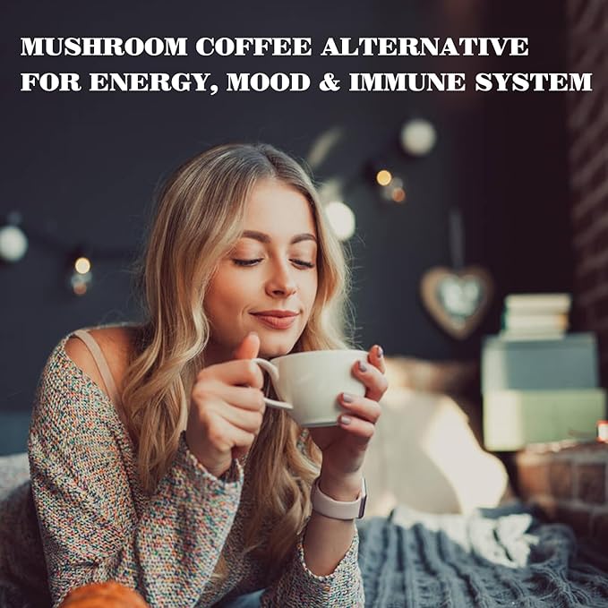 Mushroom Hot Chocolate Mix with Reishi, Mushroom Coffee Alternative Hot Cacao Powder for Energy