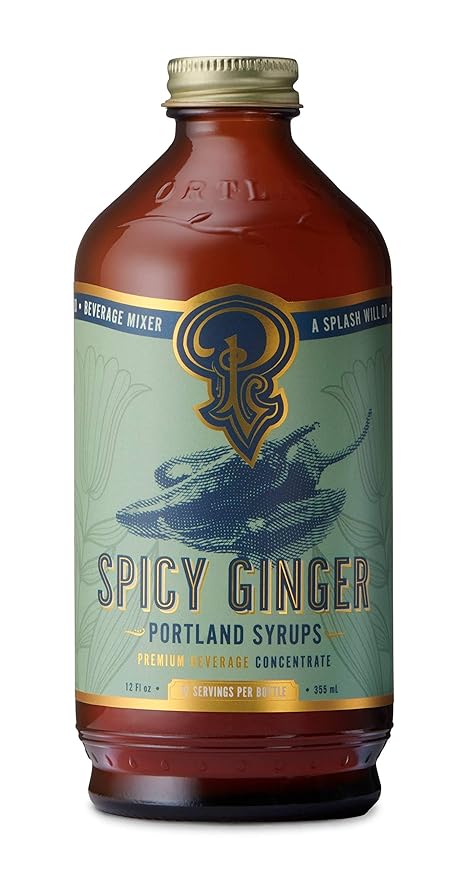 Portland Syrups Spicy Ginger Syrup - Extra Spicy Heat and Fresh Ginger Flavor - Premium Beverage