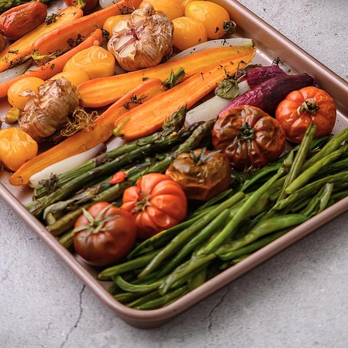 Nonstick 15x10 inch Baking Sheet Set of 2 | PFOA & BPA Free Non Toxic Carbon Steel 10x15 inches