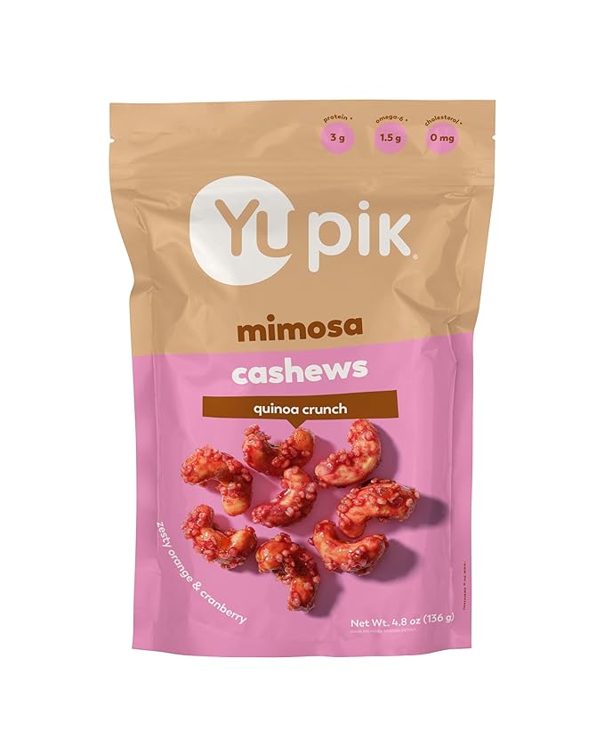 Yupik Orange Cranberry Mimosa Cashews, 4.8 Oz, Kosher, Made with Natural Ingredients, Brunch