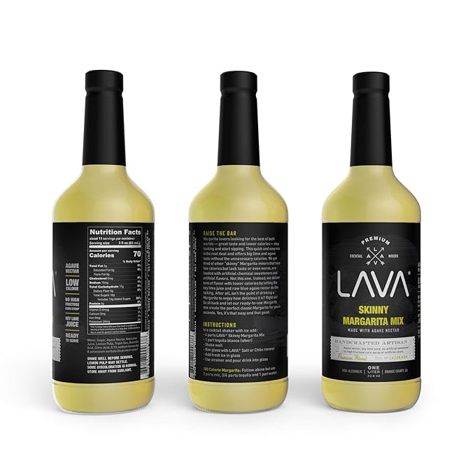 LAVA Premium Skinny Margarita Mix by LAVA Craft Cocktail Co., Low Calorie Margarita Mix Made with