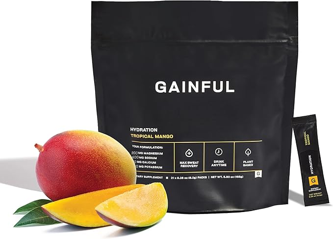 Gainful Hydration Powder Packets, Caffeine Free with Key Electrolytes Magnesium and Sodium, Energy