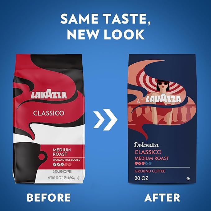 Lavazza Classico Ground Coffee Blend, Medium Roast, Authentic Italian, Blended And Roasted in