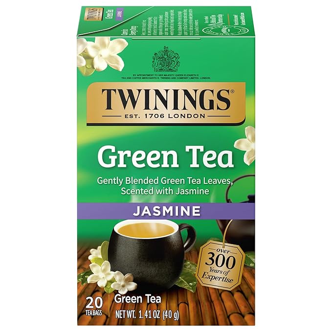 Twinings Green Tea with Jasmine Individually Wrapped Bags, 20 Count (Pack of 1), Fragrant Floral
